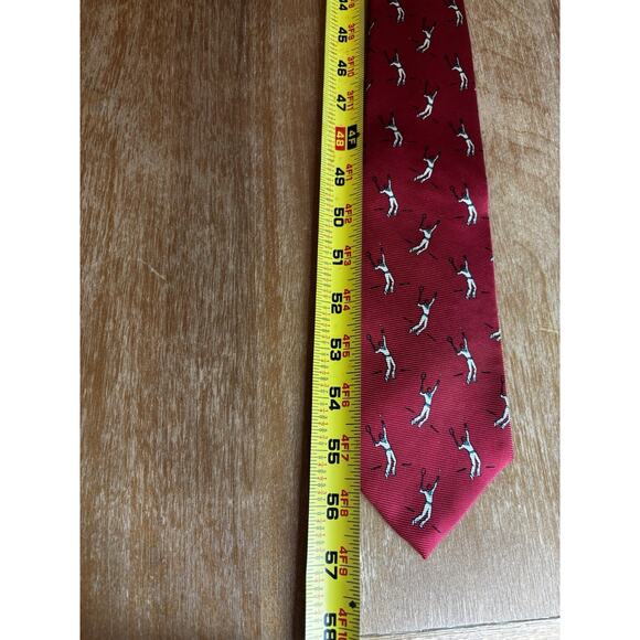 Polo Ralph Lauren Men’s Tie Vintage Red Silk Tennis Player Novelty Handmade USA - Picture 11 of 11